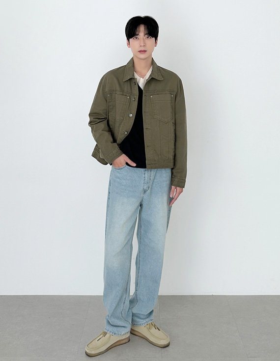 broken edge cut crop Jacket 31175