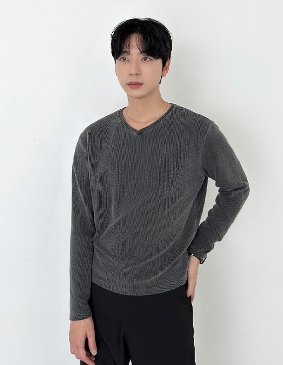 washed pigment v neck Knit 31178
