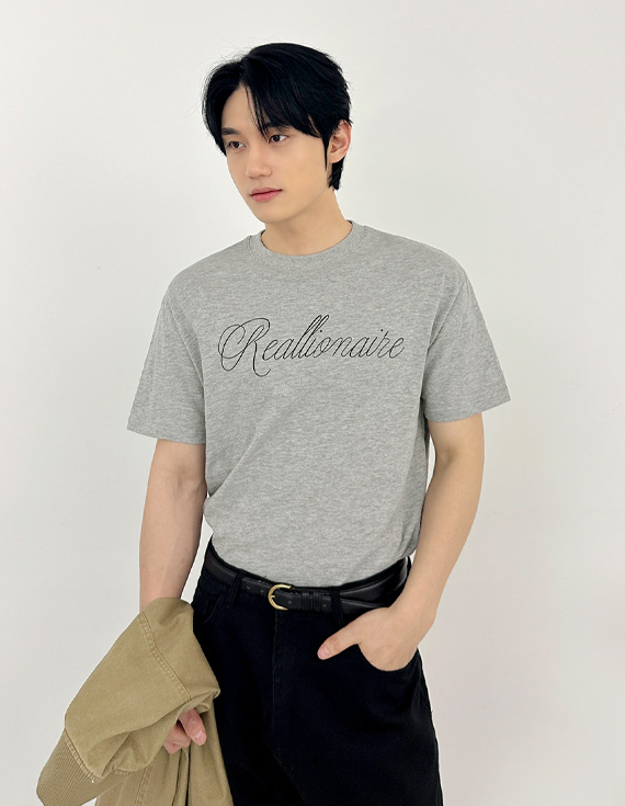 slub lettering vintage vibe short sleeved T-shirt 31181