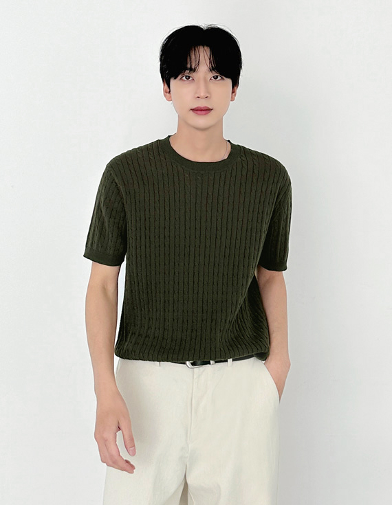 Cable Light Mood Short Sleeve Knit 31183