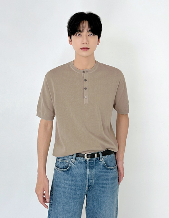 barrel four button henley Knit 31194