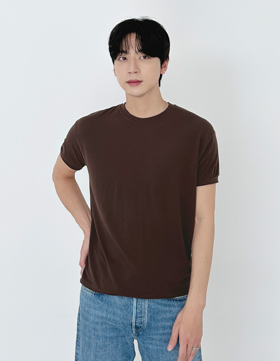 silket smooth texture short sleeved T-shirt 31202