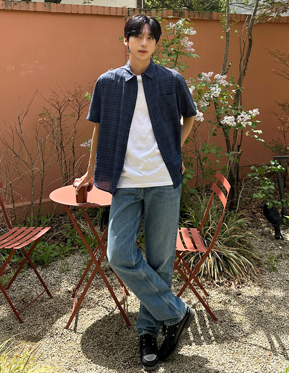 vintage mood check Shirt 31212