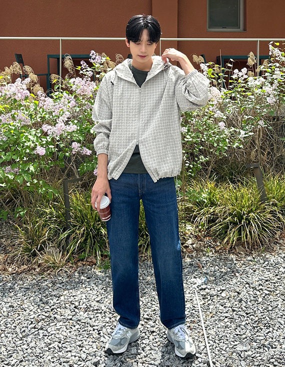 summer linen check anorak Windbreak 31218