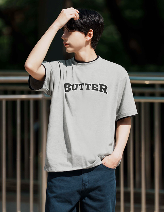 butter tone layered short sleeved T-shirt 31230