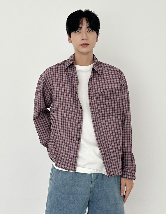 our check cropped mood Shirt 31246