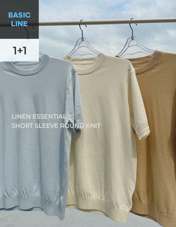 [MADE 1+1] Linen 에센셜 Short-sleeve Round Knit 31253
