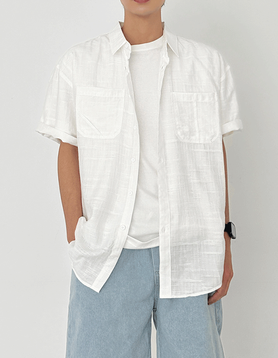 summer square pattern short-sleeve shirt 31257