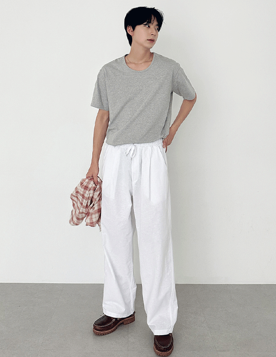 Signature Linen Wide Fit Elastic Waist Pants 31259
