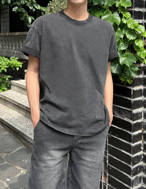 Over fit Vintage 피그 short sleeved T-shirt 31275