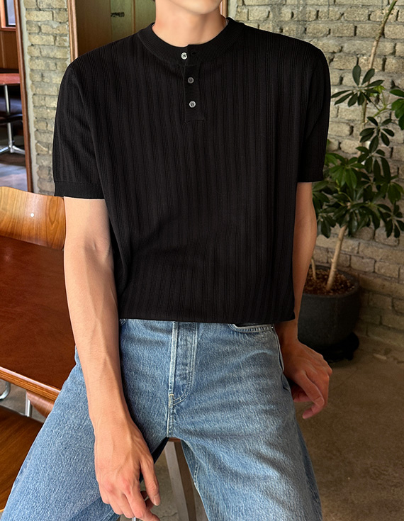 쿨링 헨리넥 Short-sleeve Knit 31279