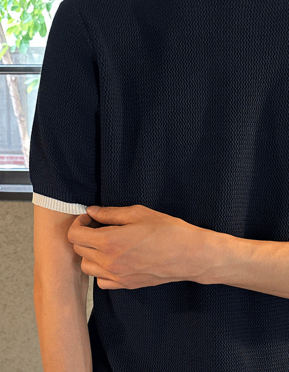 Coloring 디테일 Round Short-sleeve Knit 31280
