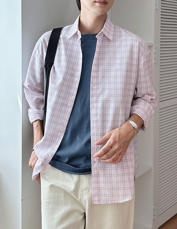 [자외선차단 통기성👍] Wrinkle Natural 체크셔츠 31361