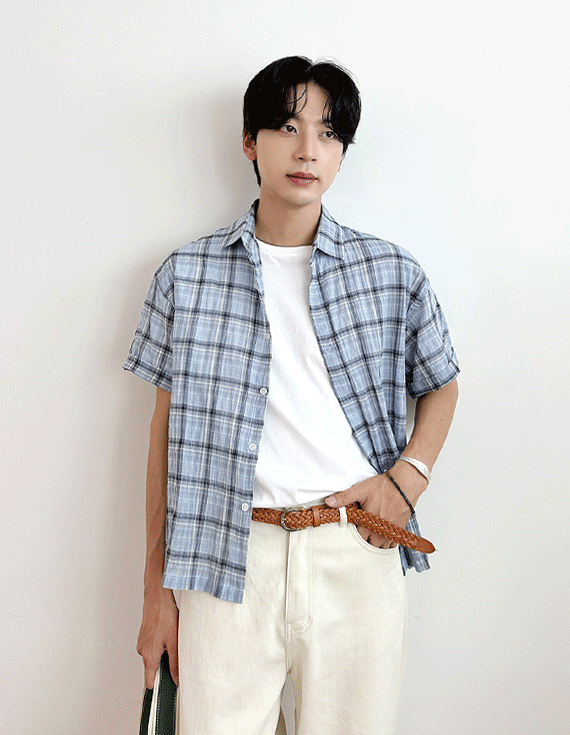 [썸머Shirt,비율좋아보이는] 글램 Crop Check Shirt 31366