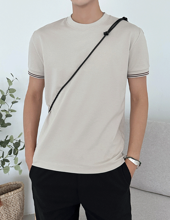 [소매포인트] cope 디테일 Cotton short sleeved T-shirt 71385