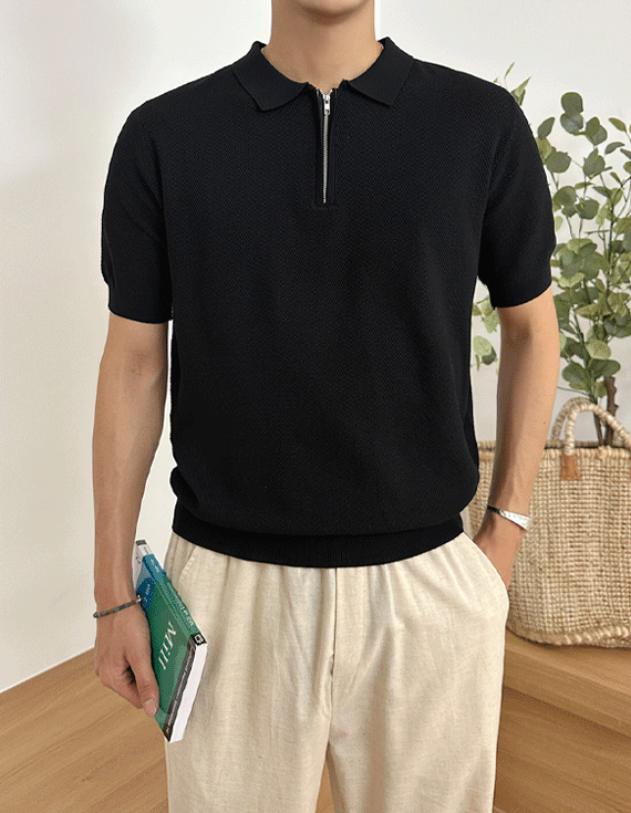 [집업디테일 깔끔한연출] 벤트 하프집업 Knit 71406