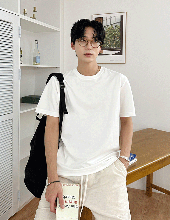 [오래 입을 수 있는👍] 코어 Cotton Round short sleeved T-shirt 71410