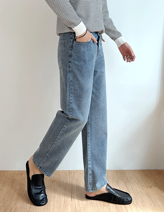 [캐주얼,minimal 폭넓게활용👖] clean 워시 세미와이드 Denim 71403