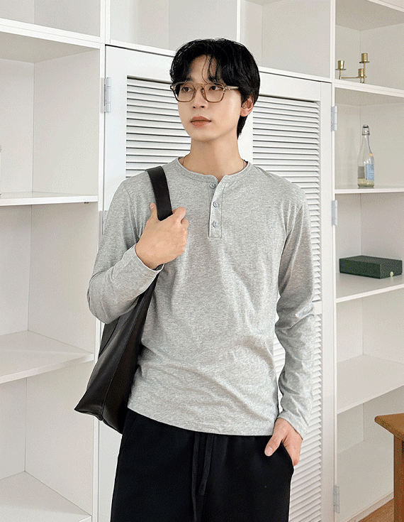 [Easy Daily Look] Fog Henley Neck Long Sleeve 71412