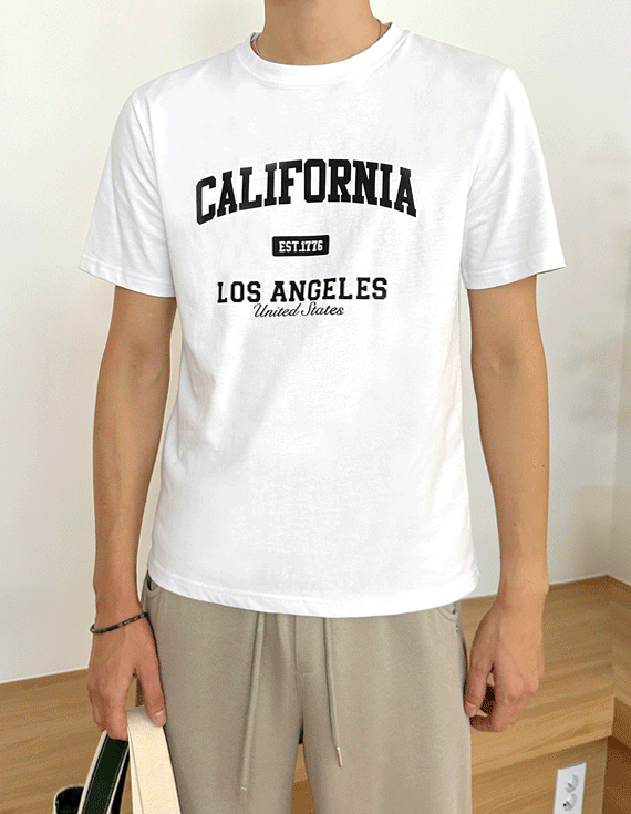 [아메리칸캐주얼무드🤎] 캘리포니아 레터링 short sleeved T-shirt 71413