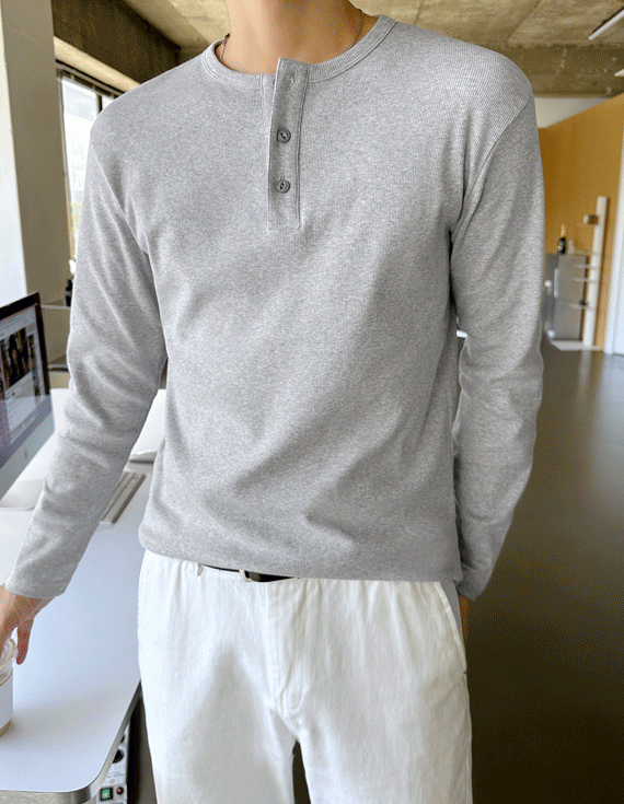 [Versatile Styling Item✨] Comfy Henley Neck Long Sleeve 71427