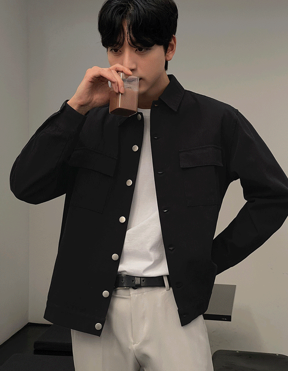 Big size 버튼플라이 Cotton 셔츠자켓