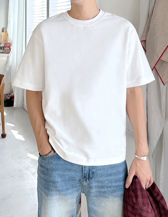 [단품부터 이너까지 폭넓게 Utilization] 헤비웨이트 터치 short sleeved T-shirt 71446